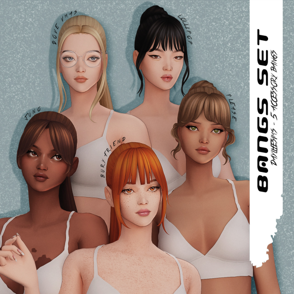Maxis Match BANGS SET Part 4 by simsfinds - The Sims 4 Custom Content