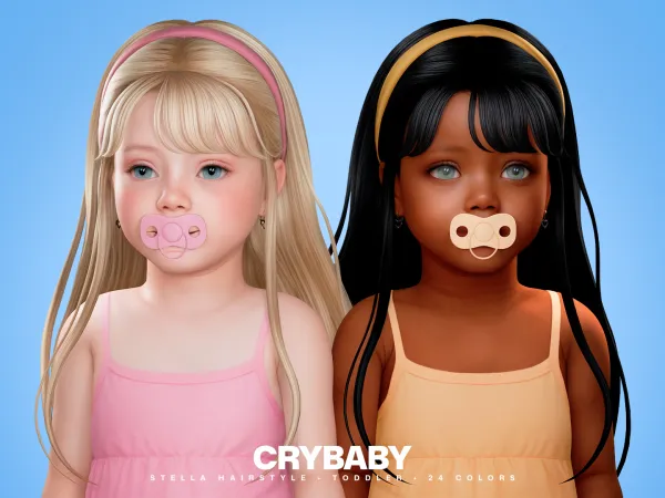Maxis Match CRYBABY Stella Hairstyle + Headband I Toddler by crybaby - The Sims 4 custom content
