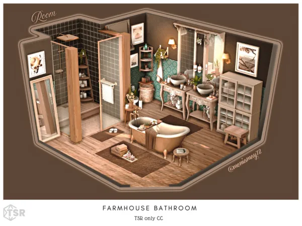 Maxis Match Farmhouse Bathroom by Moniamay72 - The Sims 4 Custom Content