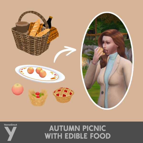 Maxis Match Autumn Picnic With Edible Food by simsfinds - The Sims 4 Custom Content