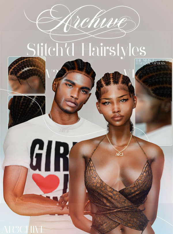 Alpha Stitch'd Hairstyles V1 V2 by simsfinds - The Sims 4 Custom Content