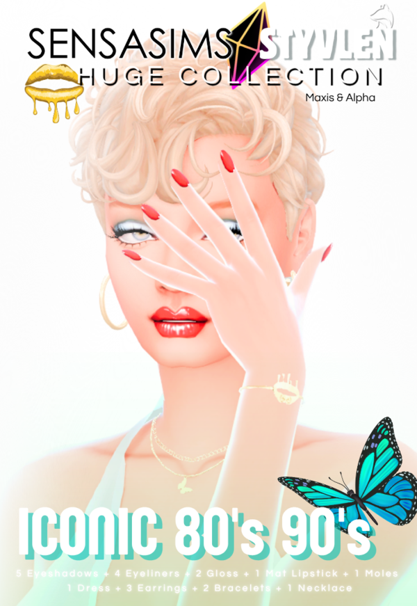 Maxis Match conic 80's 90's x STYVLEN ACC DRESS MAKEUP MAXIS MIX HUGE COLLECTION by sensasims - The Sims 4 Custom Content