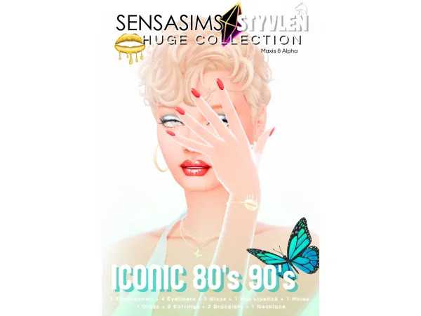 Maxis Match conic 80's 90's x STYVLEN ACC DRESS MAKEUP MAXIS MIX HUGE COLLECTION by SensaSims - The Sims 4 Custom Content