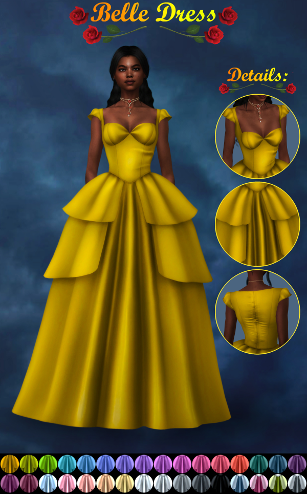 Mix Belle Dress by simsfinds - The Sims 4 Custom Content