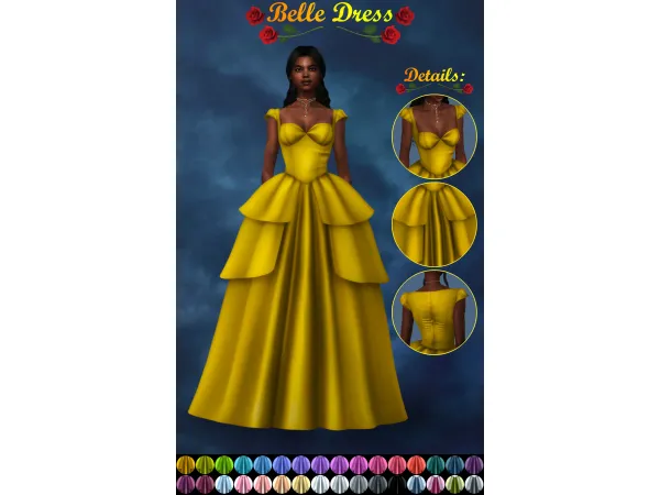 Mix Belle Dress by SimmerAddiction83 - The Sims 4 Custom Content