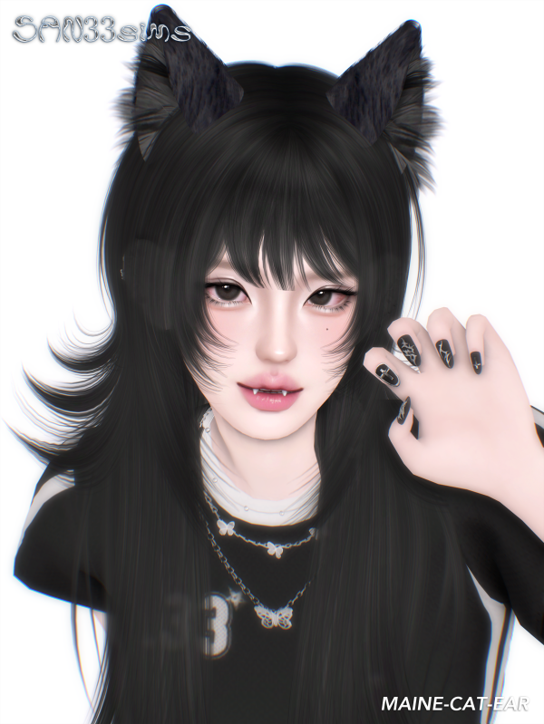 Alpha 333Maine Cat Ear by simsfinds - The Sims 4 Custom Content