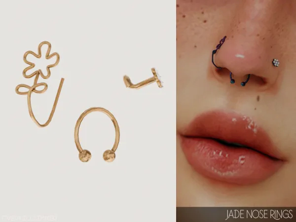 Alpha Jade nose rings by overkillsimmer - The Sims 4 Custom Content