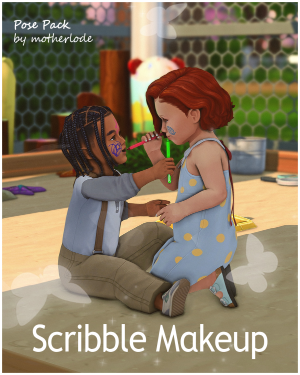 Mix Pose Pack Scribble Makeup by simsfinds - The Sims 4 Custom Content