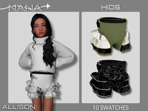 Maxis Match NANA7 (Alisson) Ruffled shorts by 7nana - The Sims 4 Custom Content