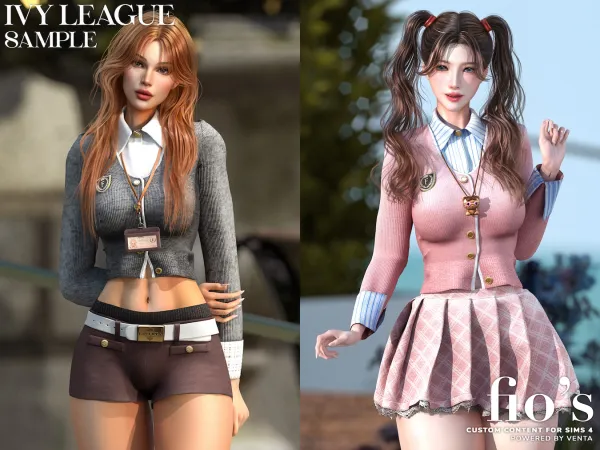 Alpha Fio's Ivy League Look Sample - The Sims 4 Custom Content