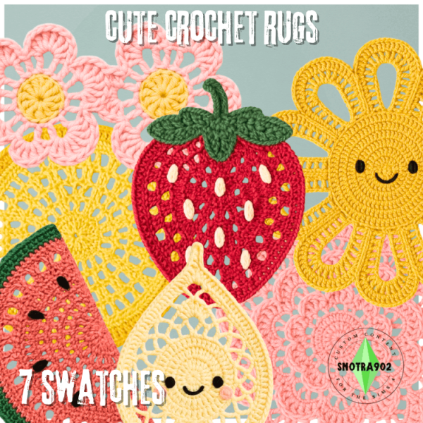 Alpha Cute Crochet Rugs by simsfinds - The Sims 4 Custom Content