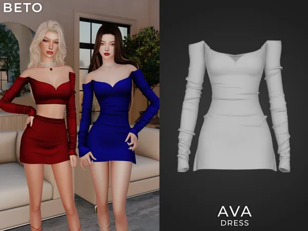 Alpha Ava (Dress) by Beto_ae0 - The Sims 4 Custom Content