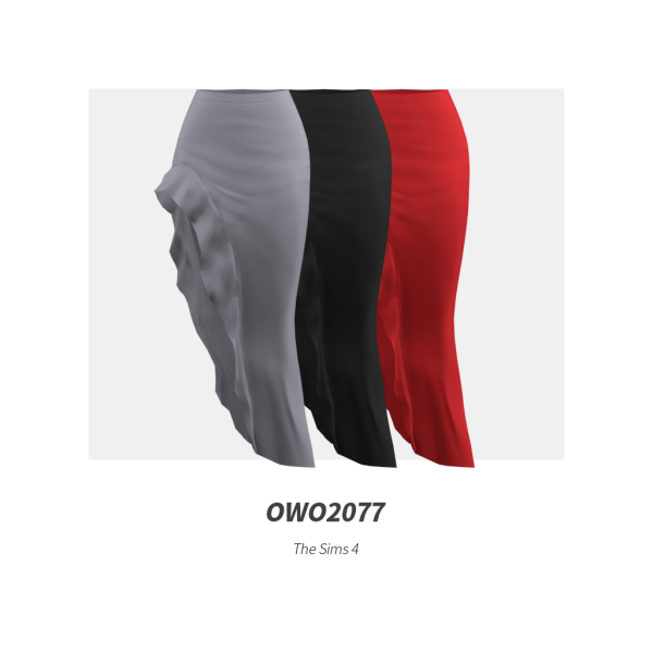 Mix OWO2077 Elegant High Slit Skirt by modcollective - The Sims 4 Custom Content