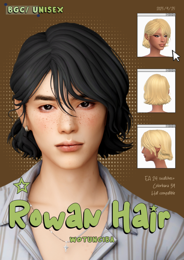 Maxis Match Rowan Hair by simsfinds - The Sims 4 Custom Content