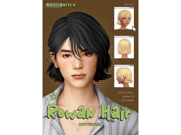 Maxis Match Rowan Hair by wotunciba - The Sims 4 Custom Content