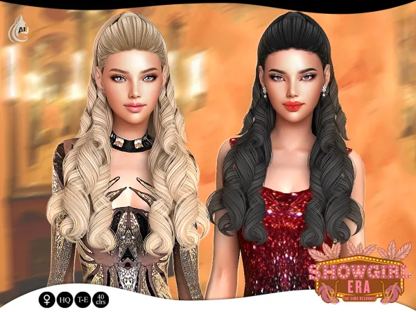 Alpha Showgirl Era Showgirl hairstyle v3 by aurum - The Sims 4 Custom Content