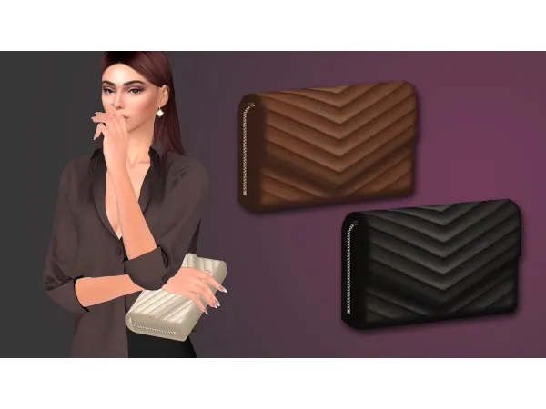 Maxis Match RACHEL QUILTED LEATHER CLUTCH by modcollective - The Sims 4 Custom Content
