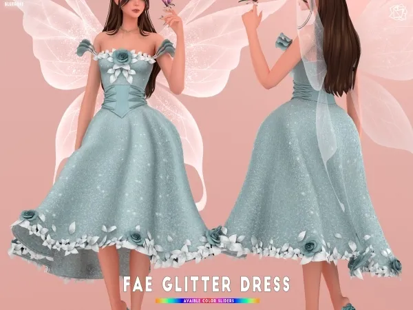 Mix FAE GLITTER DRESS BRSIMS by bluerose-sims - The Sims 4 Custom Content