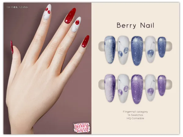 Alpha Berry Nail by Lisaminicatsims - The Sims 4 Custom Content