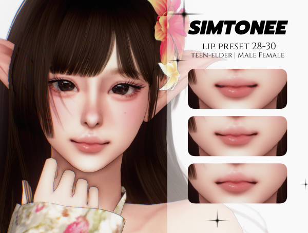 Mix Simtonee Lip Preset 28 30 by simsfinds - The Sims 4 Custom Content