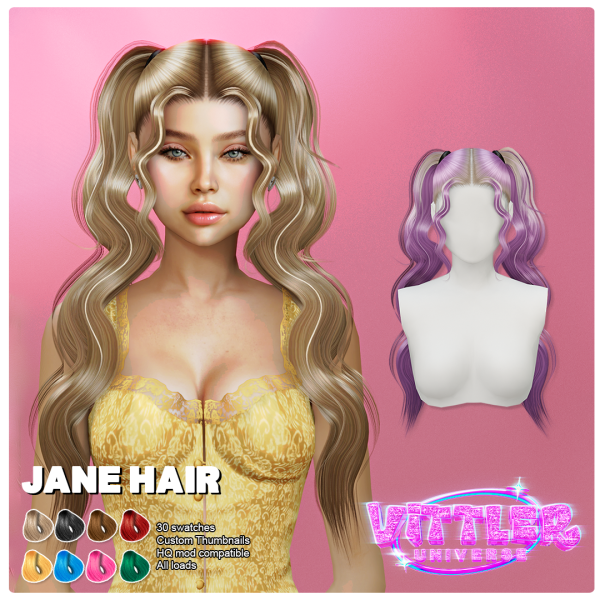 Alpha Jane Female Hair by simsfinds - The Sims 4 Custom Content