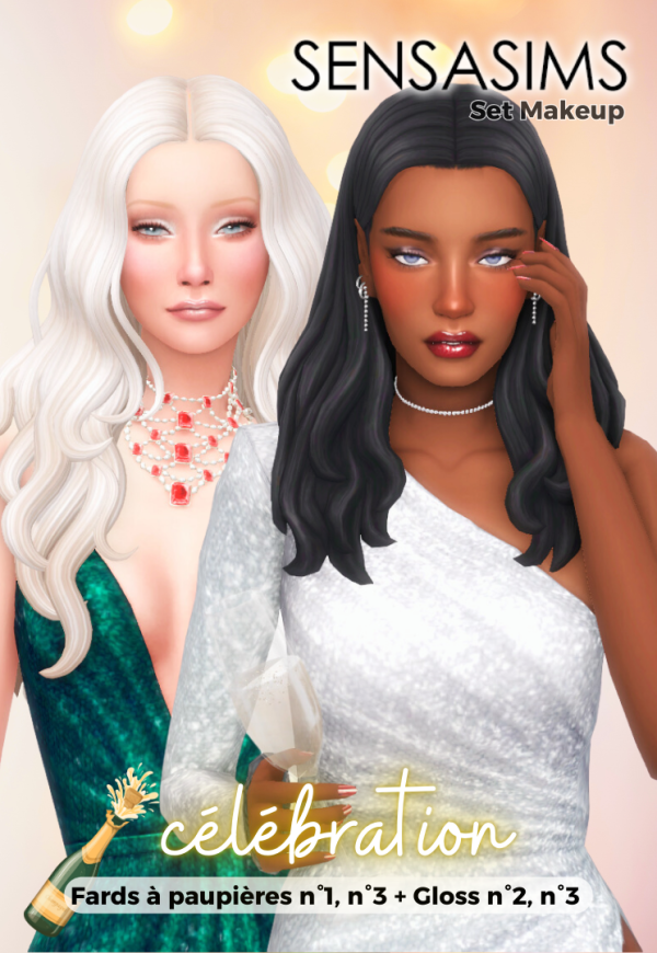 Maxis Match Célébration Glitter set makeup F1 F3 G2 G3 by sensasims - The Sims 4 Custom Content