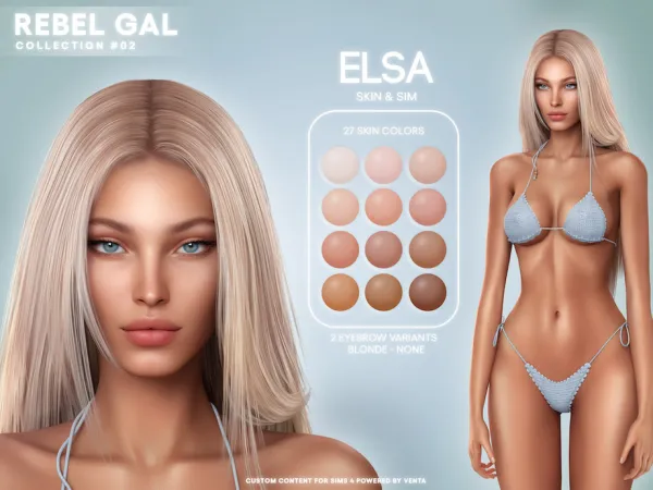 Alpha Rebel Gal Elsa Skin by bergdorfsims - The Sims 4 Custom Content