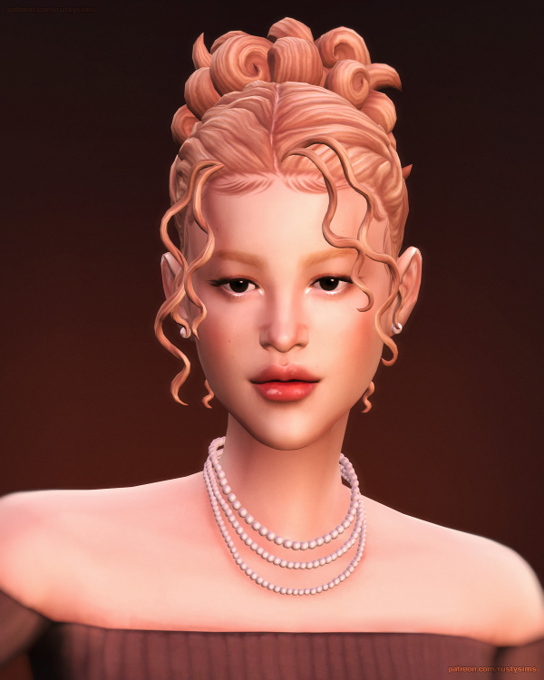 Maxis Match Rosie Curly Bun Hair by simsfinds - The Sims 4 Custom Content