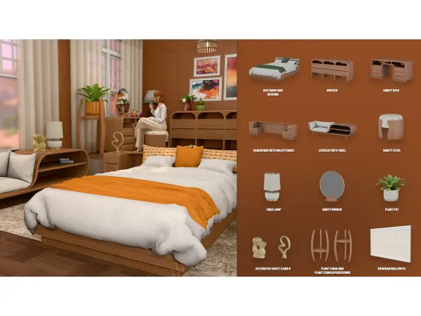 Maxis Match MERIDIAN BEDROOM by modcollective - The Sims 4 Custom Content