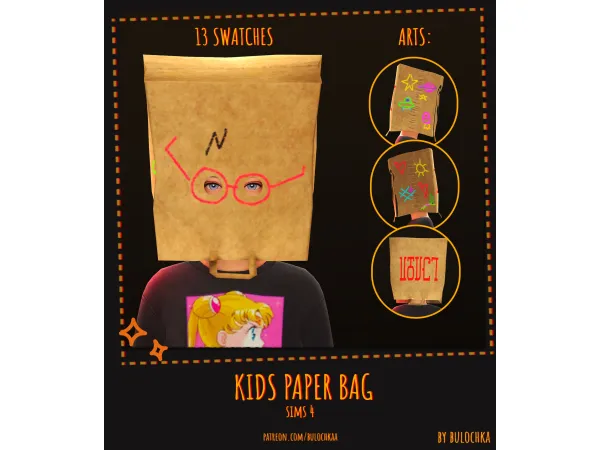 Mix Paper bag for kids by bulochkaa - The Sims 4 Custom Content
