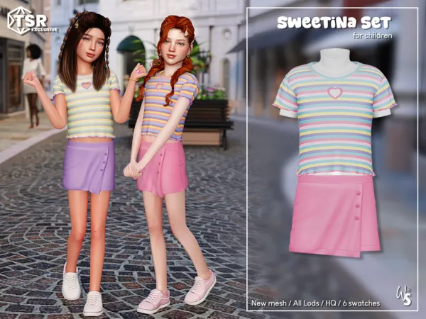 Mix Sweetina Clothing Set for child by wisteriasims - The Sims 4 Custom Content