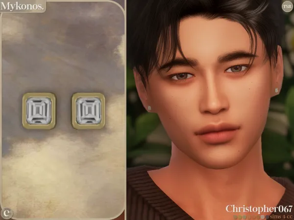 Alpha Mykonos Earrings Male Christopher067 by christopher067 - The Sims 4 Custom Content