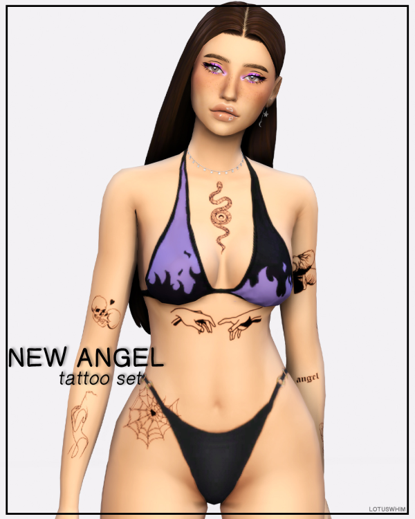 Mix New Angel Tattoo Set by lotuswhimcc - The Sims 4 Custom Content