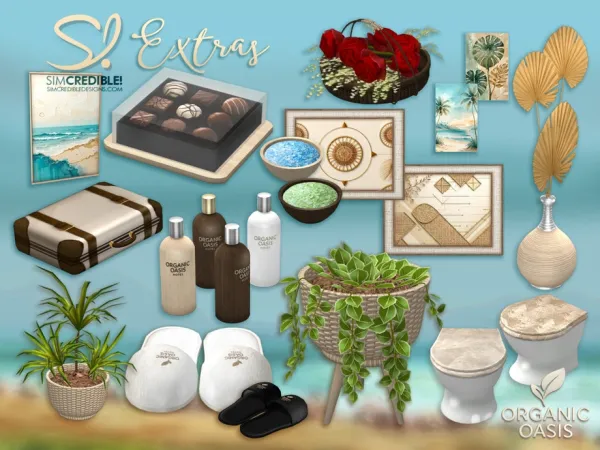 Alpha Organic Oasis Extras Full set by simcredible - The Sims 4 Custom Content