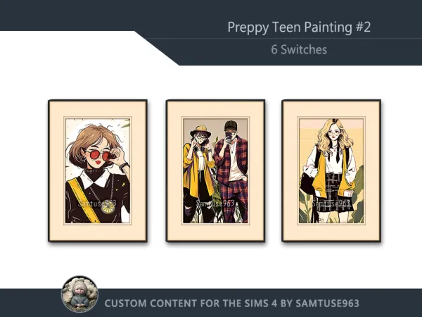 Mix Preppy Teen Painting 2 Sellable Extra A Samtuse963 by simsfinds - The Sims 4 Custom Content