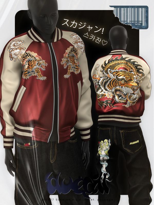 Alpha Sukajan male jacket by simsfinds - The Sims 4 Custom Content