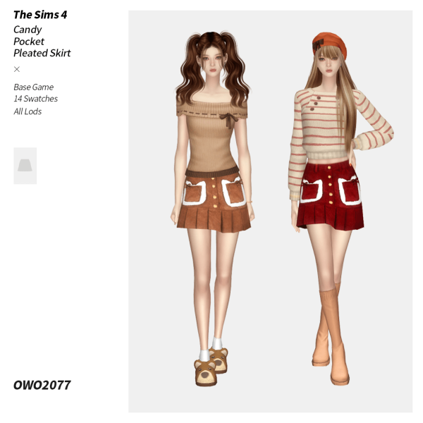 Mix OWO2077 Candy Pocket Pleated Skirt by simsfinds - The Sims 4 Custom Content
