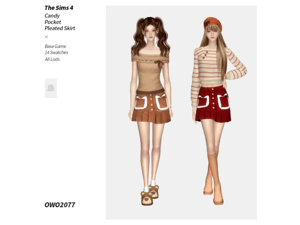 OWO2077 - Candy Pocket Pleated Skirt