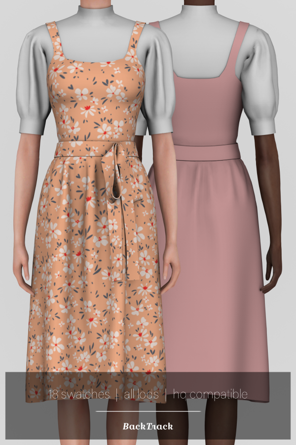 Alpha Wild Flowers Layered Dress by BackTrack - The Sims 4 Custom Content