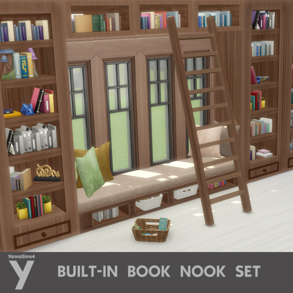 Maxis Match Built In Book Nook Set by simsfinds - The Sims 4 Custom Content