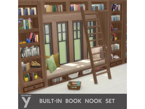 Maxis Match Built In Book Nook Set by YannaSims4CC - The Sims 4 Custom Content
