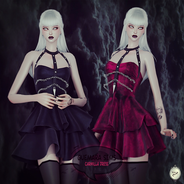 Alpha Carmilla dress by simsfinds - The Sims 4 Custom Content