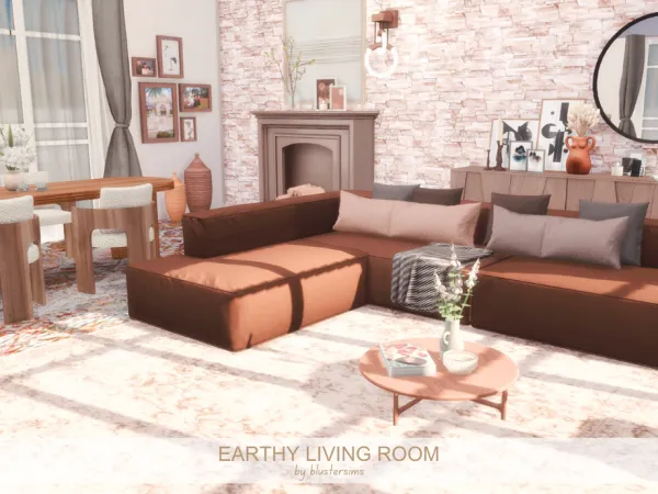 Maxis Match Earthy Living Room by BlusterSims - The Sims 4 Custom Content