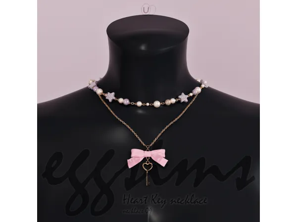 Alpha [EGGSIMS] Heart key necklace - The Sims 4 Custom Content