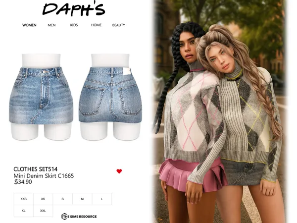 Alpha Daph's Clothes SET514 Mini Denim Skirt C1665 - The Sims 4 Custom Content