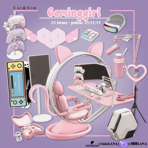 Mix [LANA] Gaminggirl Set by simsfinds - The Sims 4 Custom Content