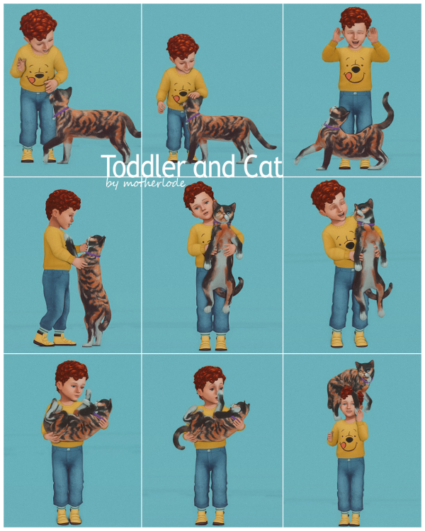 Mix Pose Pack: Toddler and Cat by simsfinds - The Sims 4 custom content