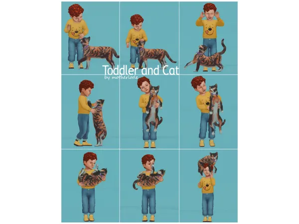 Mix Pose Pack: Toddler and Cat by motherlode199 - The Sims 4 custom content