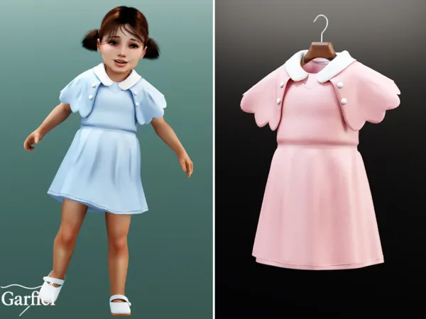 Mix Toddler Cute dress with scallop sleeves by thesimsresource - The Sims 4 Custom Content