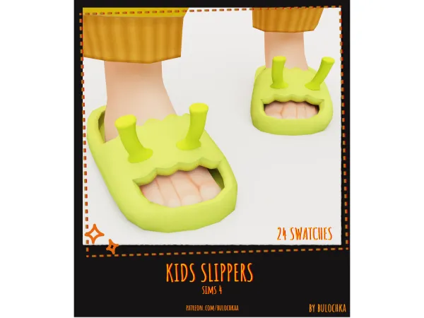 Maxis Match Shrek Slippers for kids by bulochkaa - The Sims 4 Custom Content